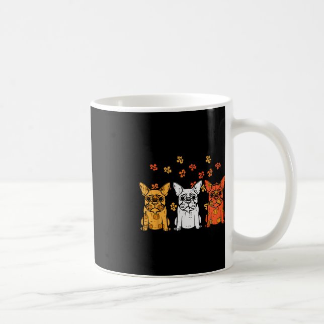 Thanksgiving French Bulldog Fall Frenchie Dog Men  Coffee Mug (Right)
