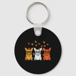 Thanksgiving French Bulldog Fall Frenchie Dog Men Keychain