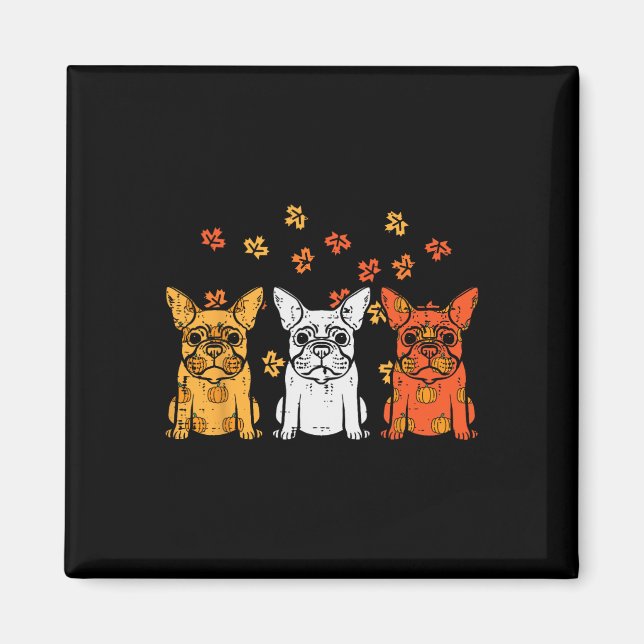 Thanksgiving French Bulldog Fall Frenchie Dog Men  Magnet (Front)