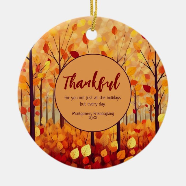Thanksgiving Friendsgiving Celebration Keepsake Ceramic Ornament (Front)