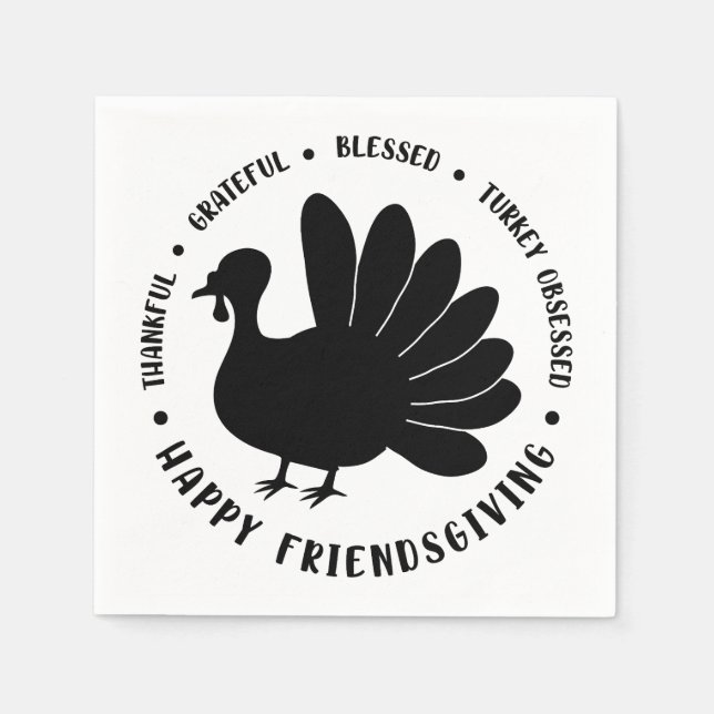 Thanksgiving Friendsgiving Fall Turkey | Holiday  Napkin (Front)