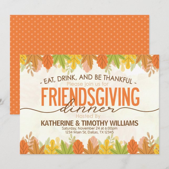 thanksgiving friendsgiving holiday turkey invitati invitation (Front/Back)