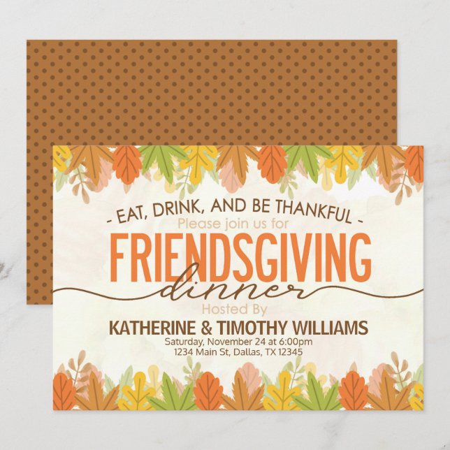 thanksgiving friendsgiving holiday turkey invitati invitation (Front/Back)