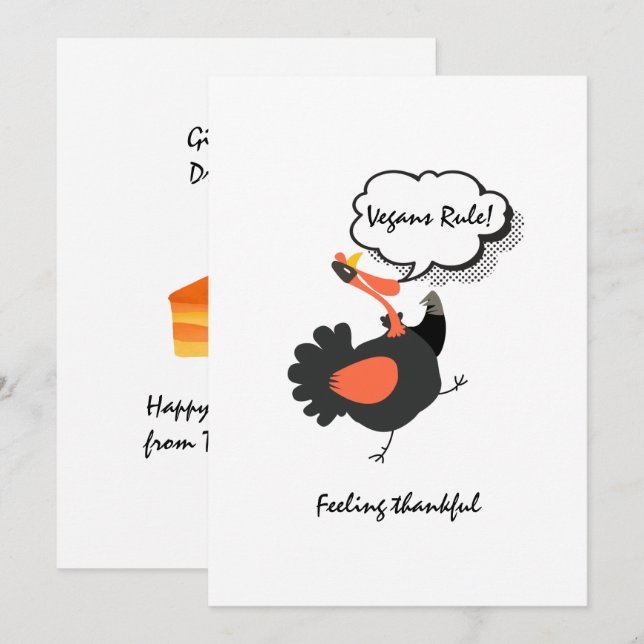 Thanksgiving Fun Turkey Vegan Custom Text Card (Front/Back)