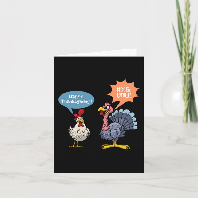 Thanksgiving Fun Turkey Vs Chicken Men Women Turke Card (Front)