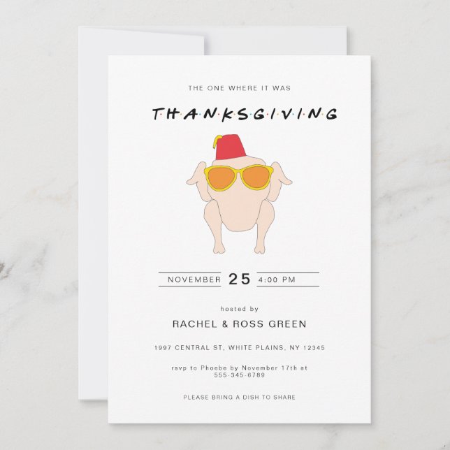 Thanksgiving Funny Invitation with Turkey (Front)