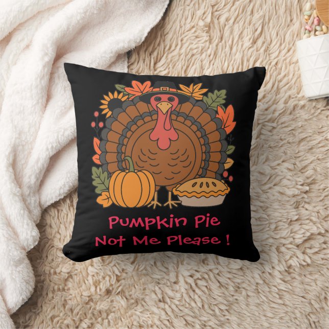 Thanksgiving, Funny Turkey Chef, Gobble, Modern  Throw Pillow (Blanket)