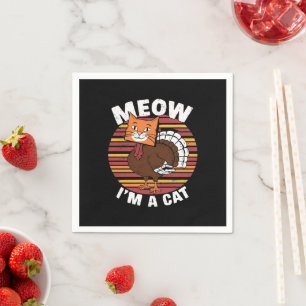Thanksgiving Funny Turkey Fake Cat Retro  Napkin