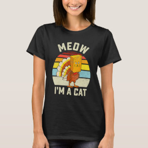 Thanksgiving Funny Turkey Fake Cat Retro Women Men T-Shirt