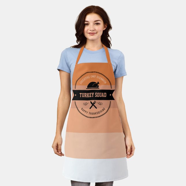 Thanksgiving Funny Turkey Personalized Apron (Worn)