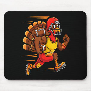 Thanksgiving Funny Turkey Playing Football Men Boy Mouse Pad