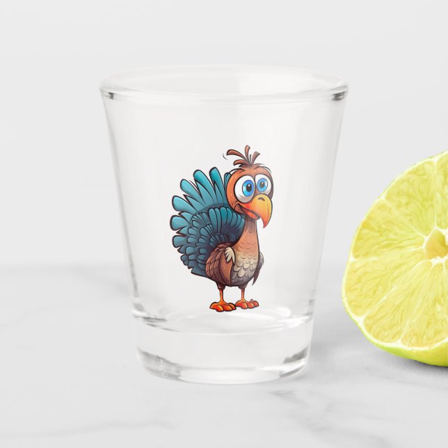 Thanksgiving Funny Turkey Shot Glass (Front)