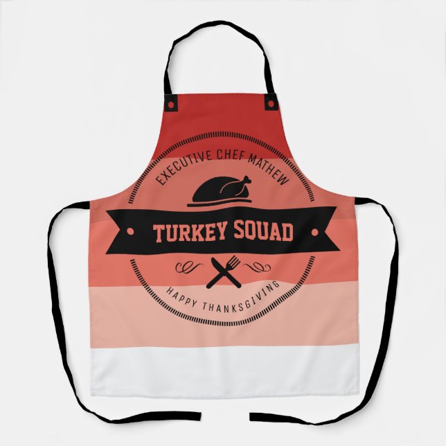Thanksgiving Funny Turkey Squad Hipster Apron (Front)