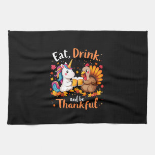 Thanksgiving Funny Unicorn Turkey Day Beer Long Sl Kitchen Towel