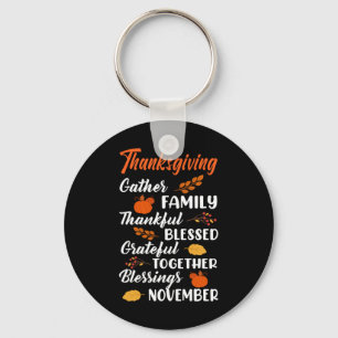 Thanksgiving Gather Family Keychain