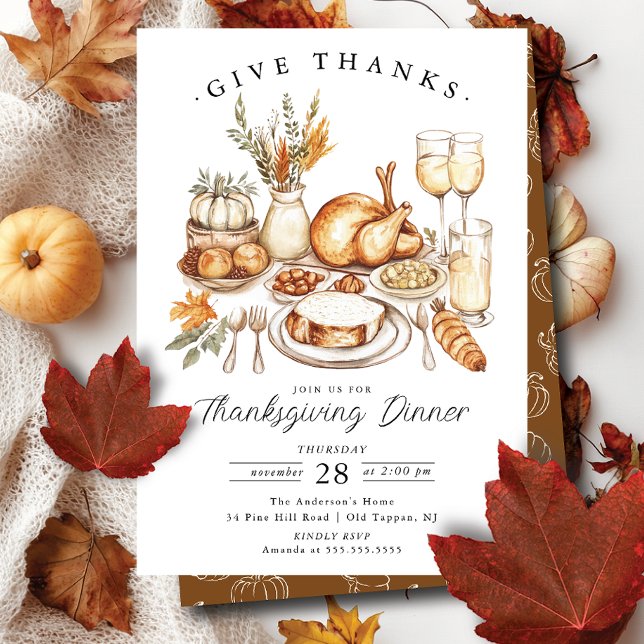 Thanksgiving Gathering Give Thanks Invitation (Creator Uploaded)