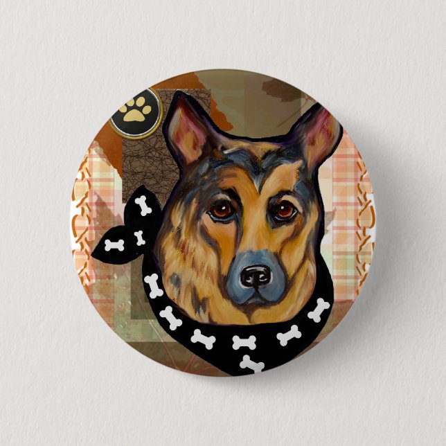 THANKSGIVING GERMAN SHEPHERD 2 INCH ROUND BUTTON (Front)