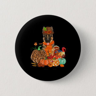 Thanksgiving German Shepherd With Turkey Fall Pump 2 Inch Round Button