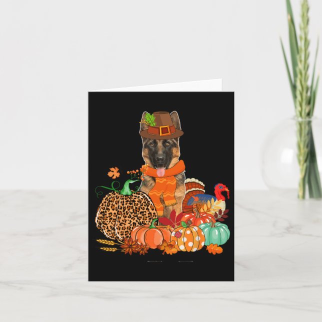 Thanksgiving German Shepherd With Turkey Fall Pump Card (Front)