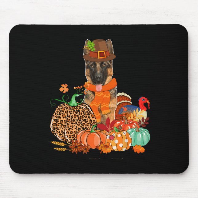 Thanksgiving German Shepherd With Turkey Fall Pump Mouse Pad (Front)