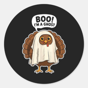 Thanksgiving Ghost Turkey Disguise Funny Halloween Classic Round Sticker