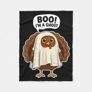 Thanksgiving Ghost Turkey Disguise Funny Halloween Fleece Blanket