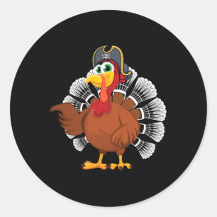 Thanksgiving Gift For Badminton Fan Turkey Pirate  Classic Round Sticker