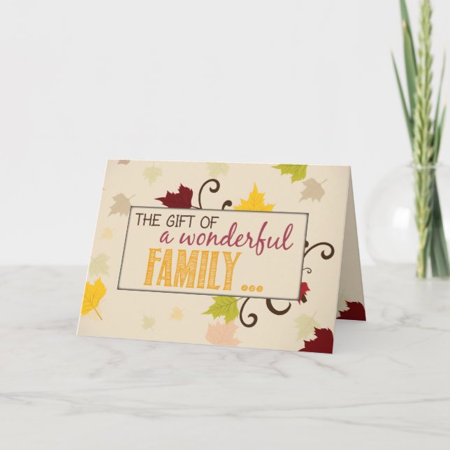 Thanksgiving Gift of Family Leaves Holiday Card (Front)