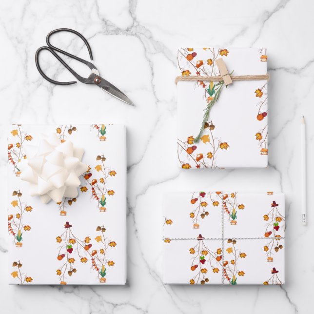 Thanksgiving Gift Wrappers Wrapping Paper Sheet (Front)