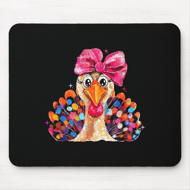 Thanksgiving Girls,coquette Turkey Funny Women, Gi Mouse Pad (Front)