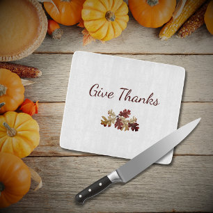 Thanksgiving Give Thanks Autumn Fall Foliage Cutting Board