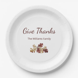 Thanksgiving Give Thanks Fall Foliage Table Decor Paper Plate