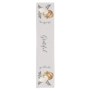 Thanksgiving "Give Thanks" Pumpkin Grateful Short Table Runner