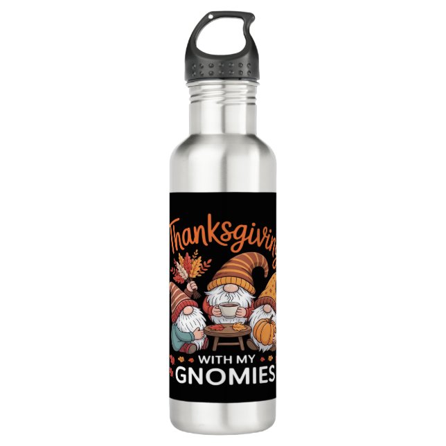 Thanksgiving Gnome Fall Leopard Turkey Essential T 710 Ml Water Bottle (Front)