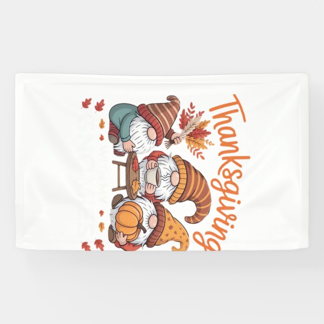 Thanksgiving Gnome Fall Leopard Turkey Essential T Banner (Horizontal)
