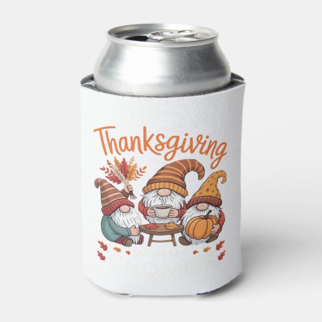 Thanksgiving Gnome Fall Leopard Turkey Essential T Can Cooler (Can Front)