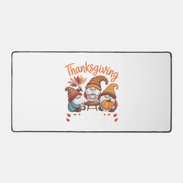 Thanksgiving Gnome Fall Leopard Turkey Essential T Desk Mat (Front)