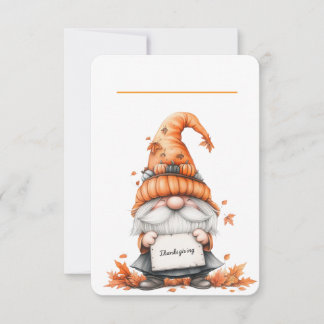 Thanksgiving Gnome Place Card with Floral Back