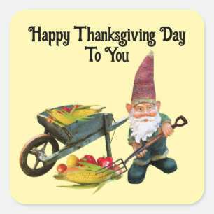 Thanksgiving Gnome Square Sticker