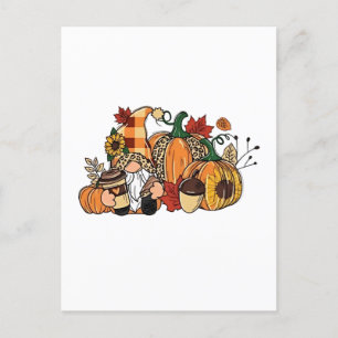 Thanksgiving Gnomes Fall Leaves Gnomes Funny Fall  Holiday Postcard