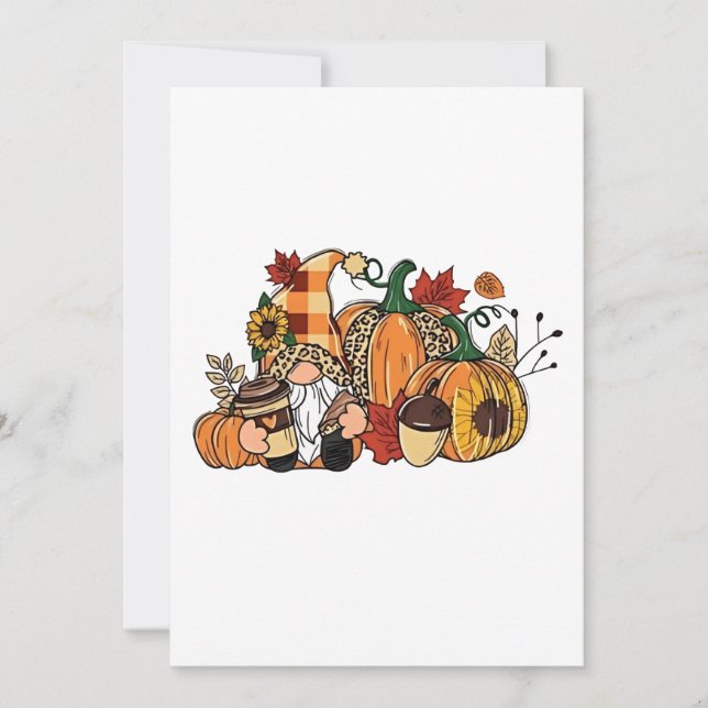 Thanksgiving Gnomes Fall Leaves Gnomes Funny Fall  Invitation (Front)