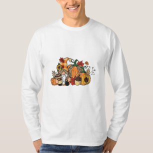 Thanksgiving Gnomes Fall Leaves Gnomes Funny Fall  T-Shirt