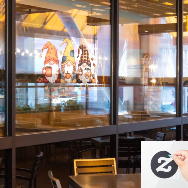 Thanksgiving Gnomes Window Cling (Restaurant Window)
