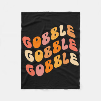 Thanksgiving Gobble Script Groovy Style Thankful F Fleece Blanket