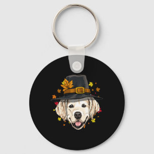 Thanksgiving Golden Retriever Pilgrim Turkey Day A Keychain