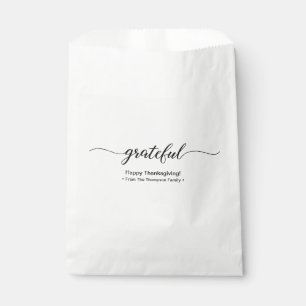 Thanksgiving   Grateful Elegant Script Holiday Favour Bag