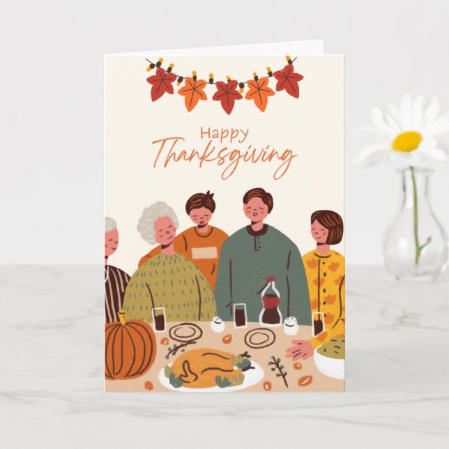 Thanksgiving Greeting Card: Family Illustration Card (Small Plant)