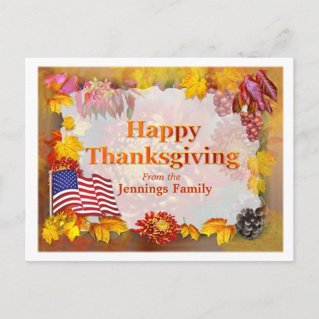 Thanksgiving Greetings   ~  Family Postcard (Front)