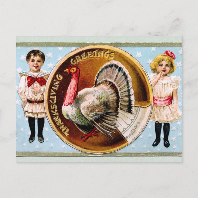 Thanksgiving Greetings Holiday Postcard (Front)