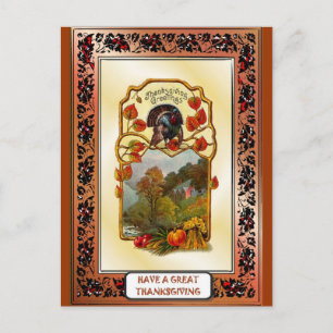 Thanksgiving greetings holiday postcard